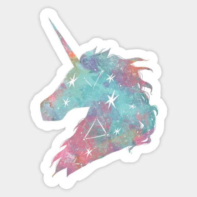 Watercolor Unicorn Stars Sticker by InkedinRed